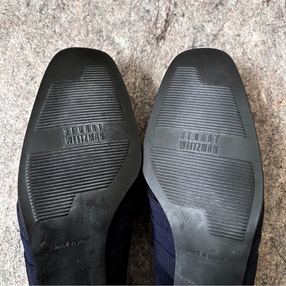 Stuart Weitzman dark navy blue suede heeld slip ons - Picture 8 of 16